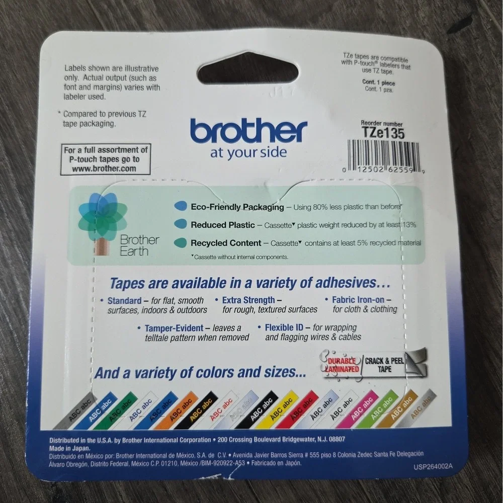 Brother TZe-135 White Print on Clear Tape for 1/2